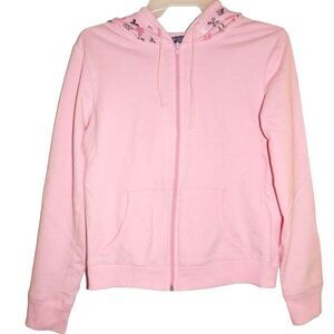 Bugle Boy Women’s Junior’s Medium 7/9 Vintage Light Pink Full Zip Hooded Jacket